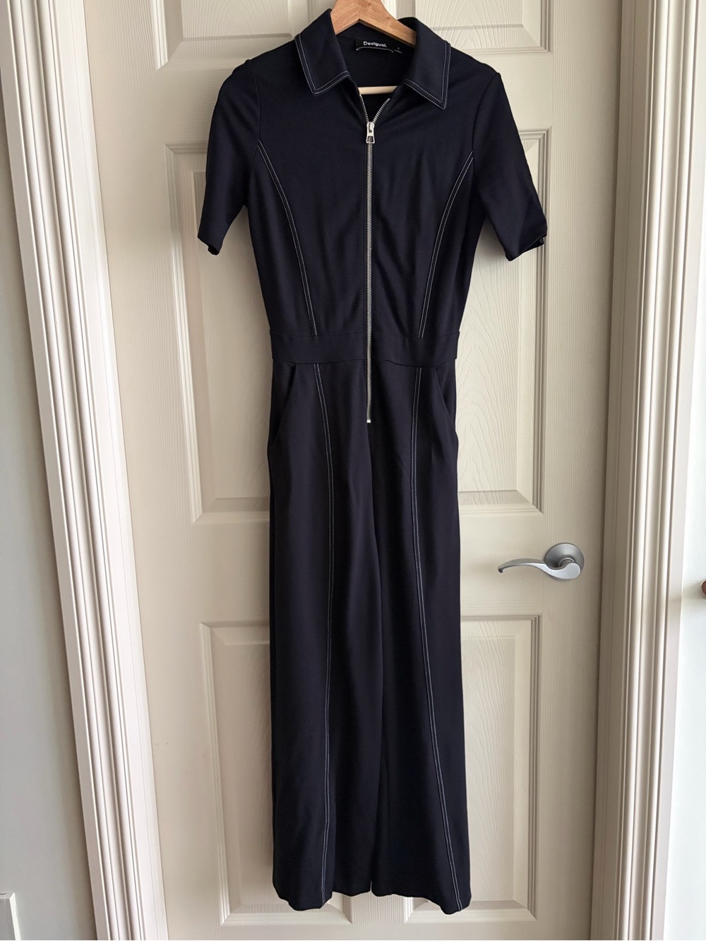 Desigual Black Short-Sleeve Zip-Front Jumpsuit